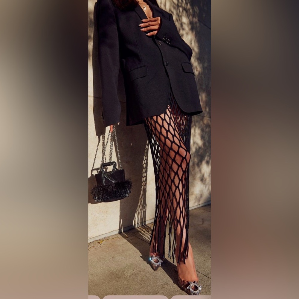 Dion Lee Black Reef Net Skirt
